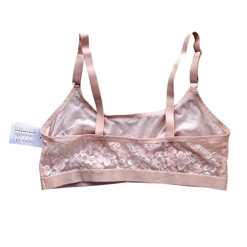 Auden Womens Unlined Lace Bralette Light Pink Floral Sheer Size XL NWT - Picture 3 of 5
